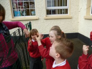Reception and P1 went outside to look for signs of Spring